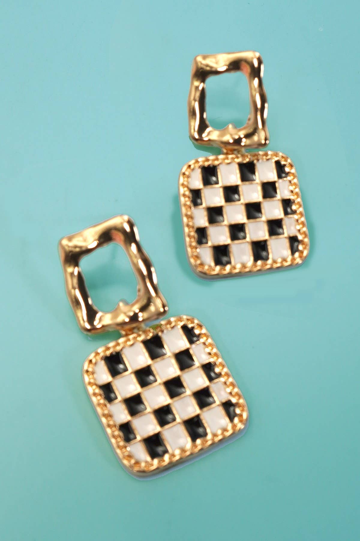 Checkmate Checkerboard Drop Earrings