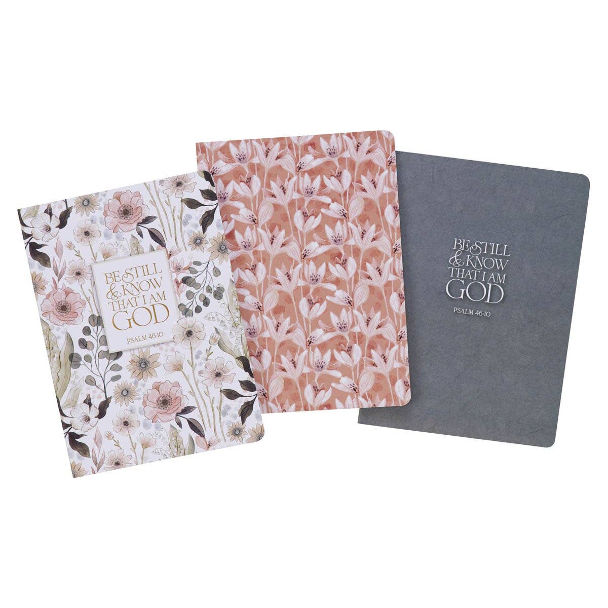 Be Still Notebook Set – Psalm 46:10 Teal Meadow Floral Journals (3-Pack)