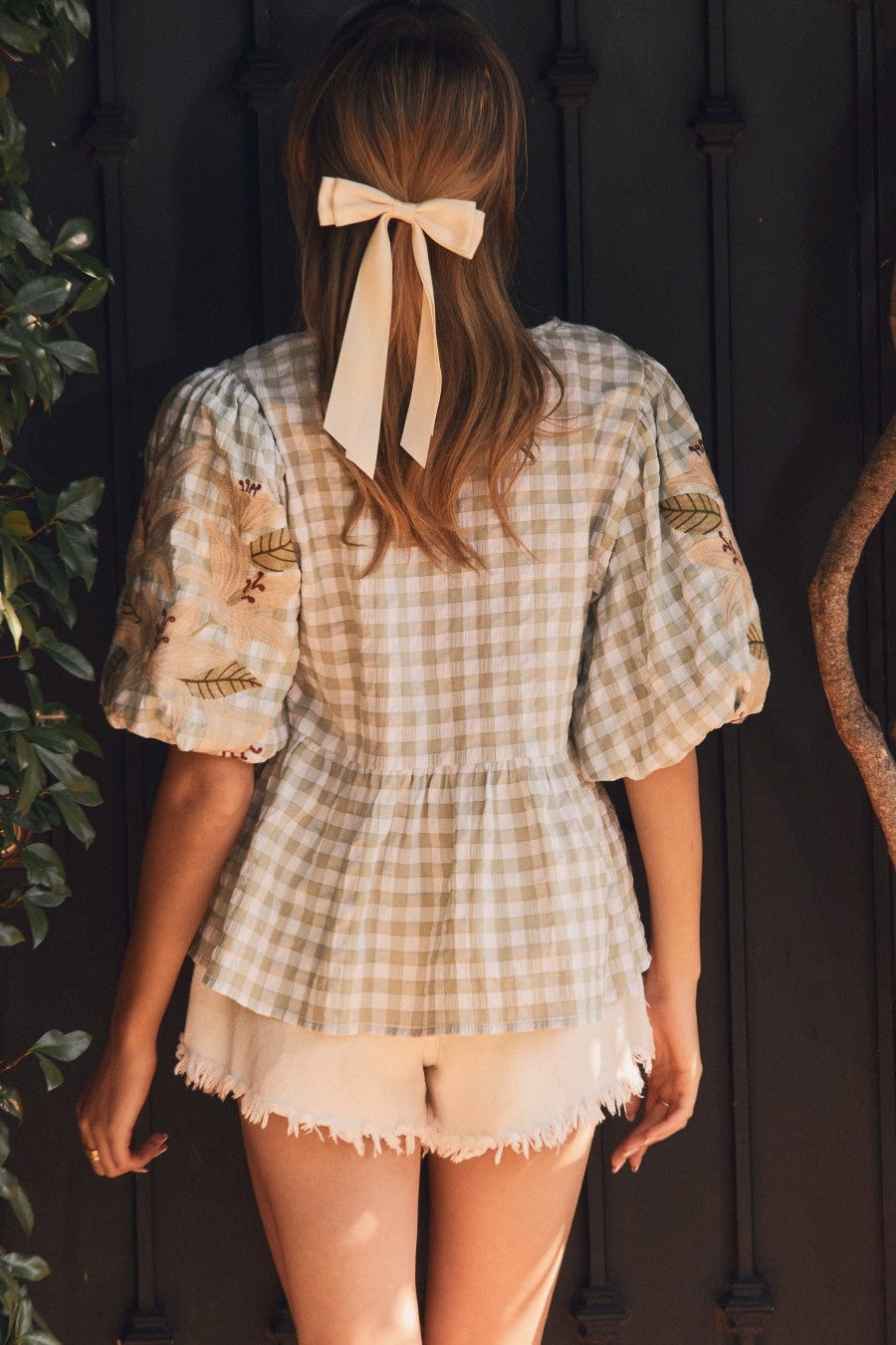 Meadow Gingham Peplum Blouse