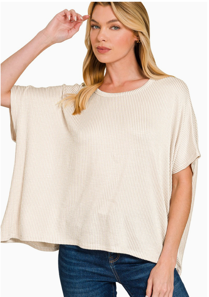 Everyday Ease Ribbed Oversized Top