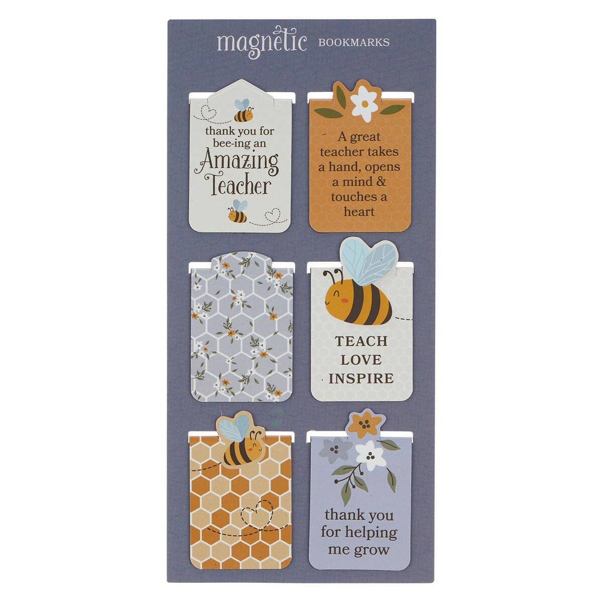 Amazing Teacher Blossom & Bees Magnetic Bookmark Set – Teacher Appreciation Gift (Set of 6)