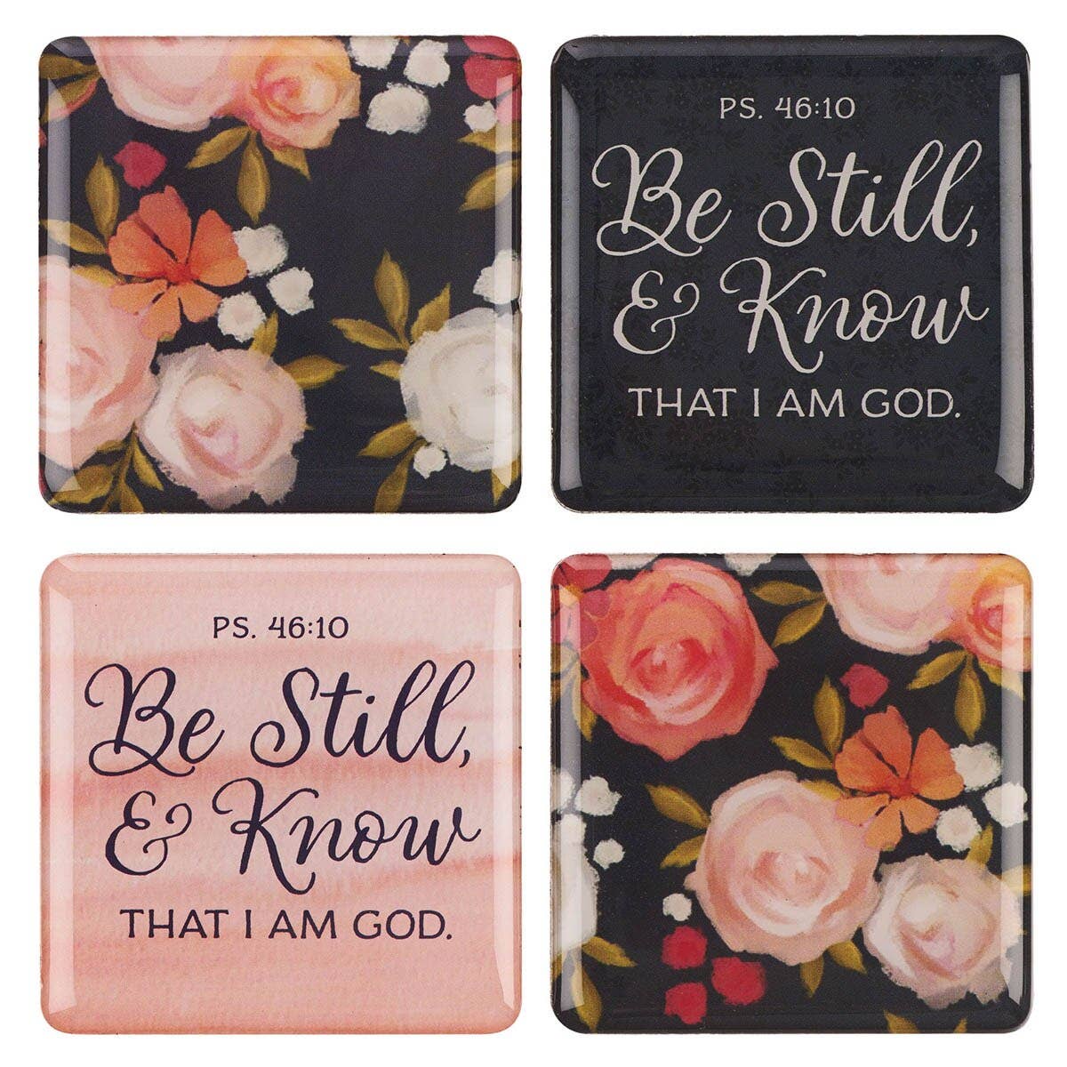 Be Still and Know Painted Peonies Magnet Set – Floral Faith Kitchen Magnets