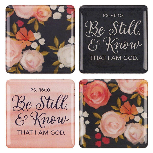 Be Still and Know Painted Peonies Magnet Set – Floral Faith Kitchen Magnets
