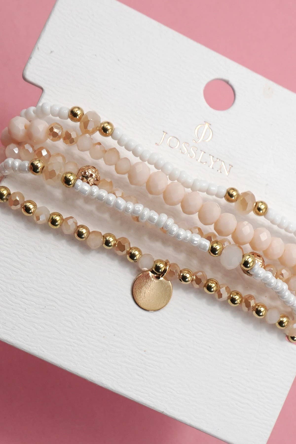 Blush & Gold Beaded Bracelet Stack