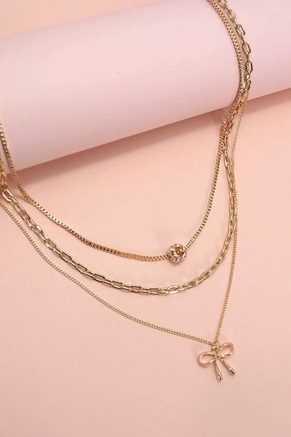 Golden Bow Layered Necklace