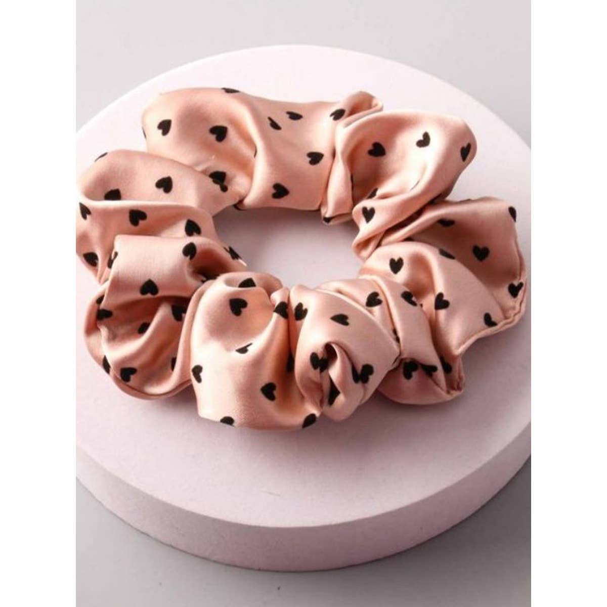 Heart Soft Tone Satin Scrunchies
