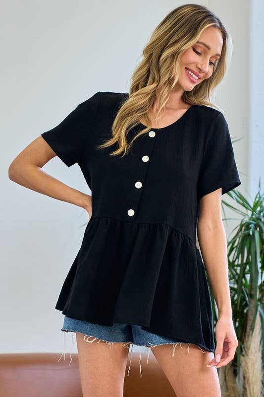 Breezy Bliss Babydoll Button Down Top