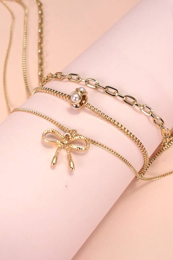 Golden Bow Layered Necklace