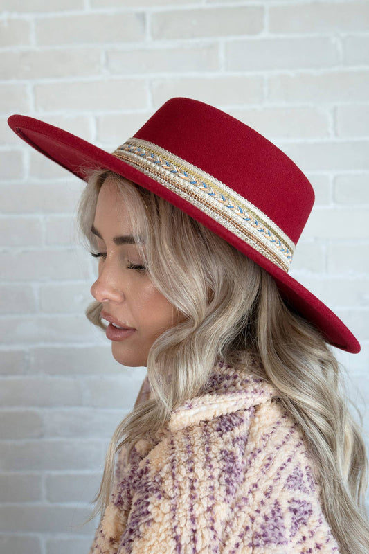 Blaze Beaded Wide Brim Fedora Hat