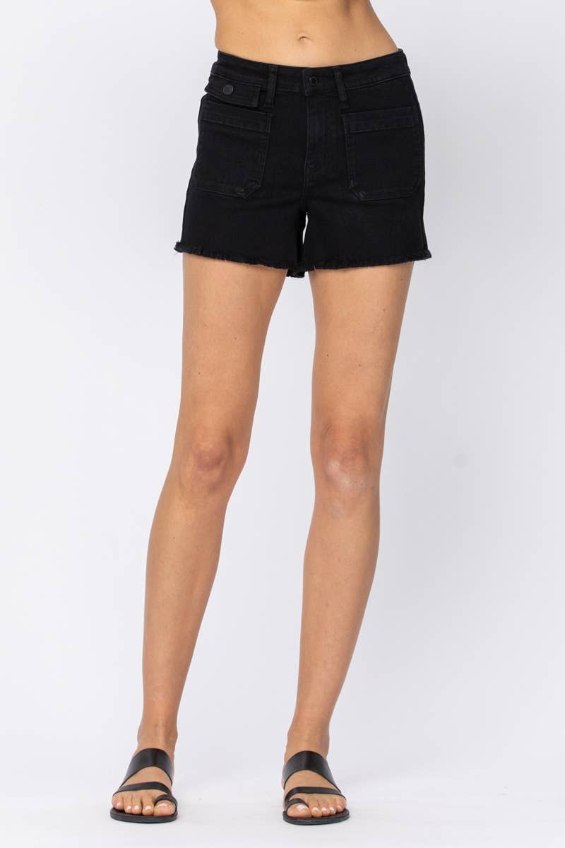 Judy Blue High-Waist Distressed Cargo Denim Shorts