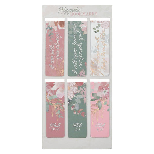 Assurance in Bloom Magnetic Bookmark Set – Christian Floral Bible Verse Bookmarks (Set of 6)