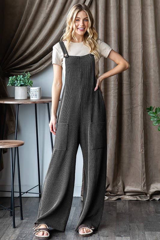 EP6810-10 SLEEVELESS SOLID URBAN RIBBED JUMPSUITS