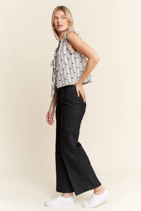 Pretty in Plaid Bow Tie-Front Top-Plus