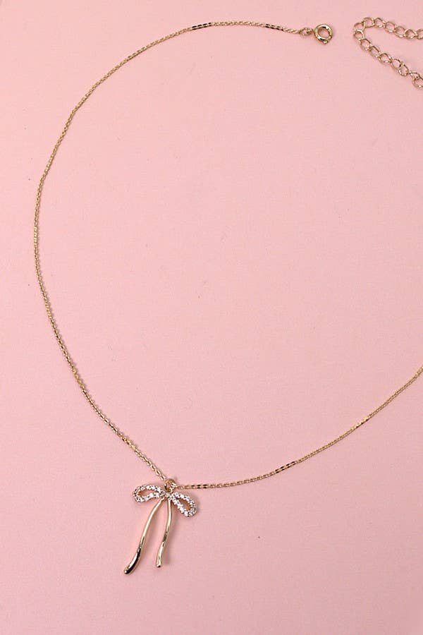 Dainty Rhinestone Bow Necklace
