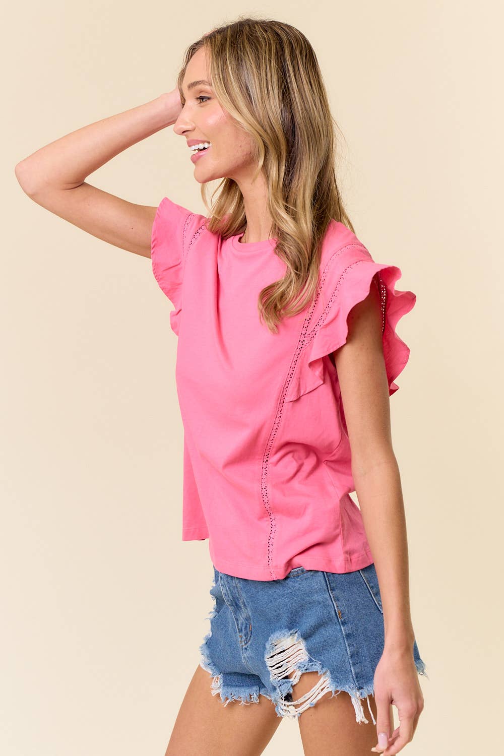 Blush & Bloom Ruffle Sleeve Top