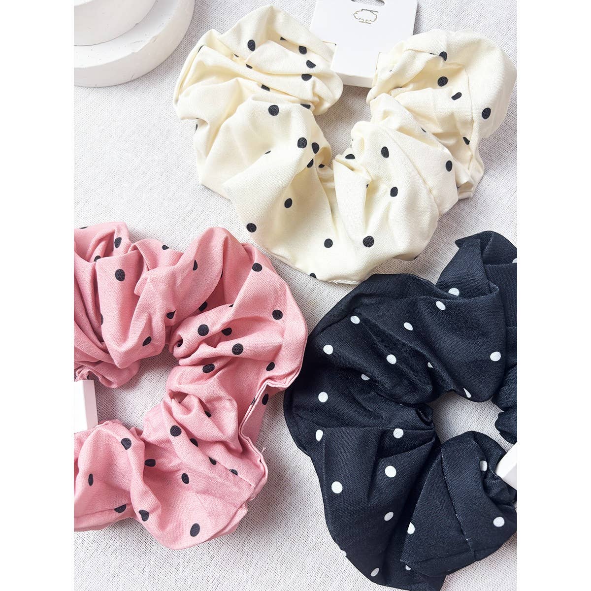 Polka Dot Woven Scrunchie