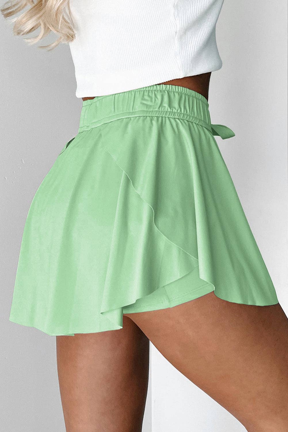 Flirty & Functional High Waist Skort – Adjustable Drawstring Active Style