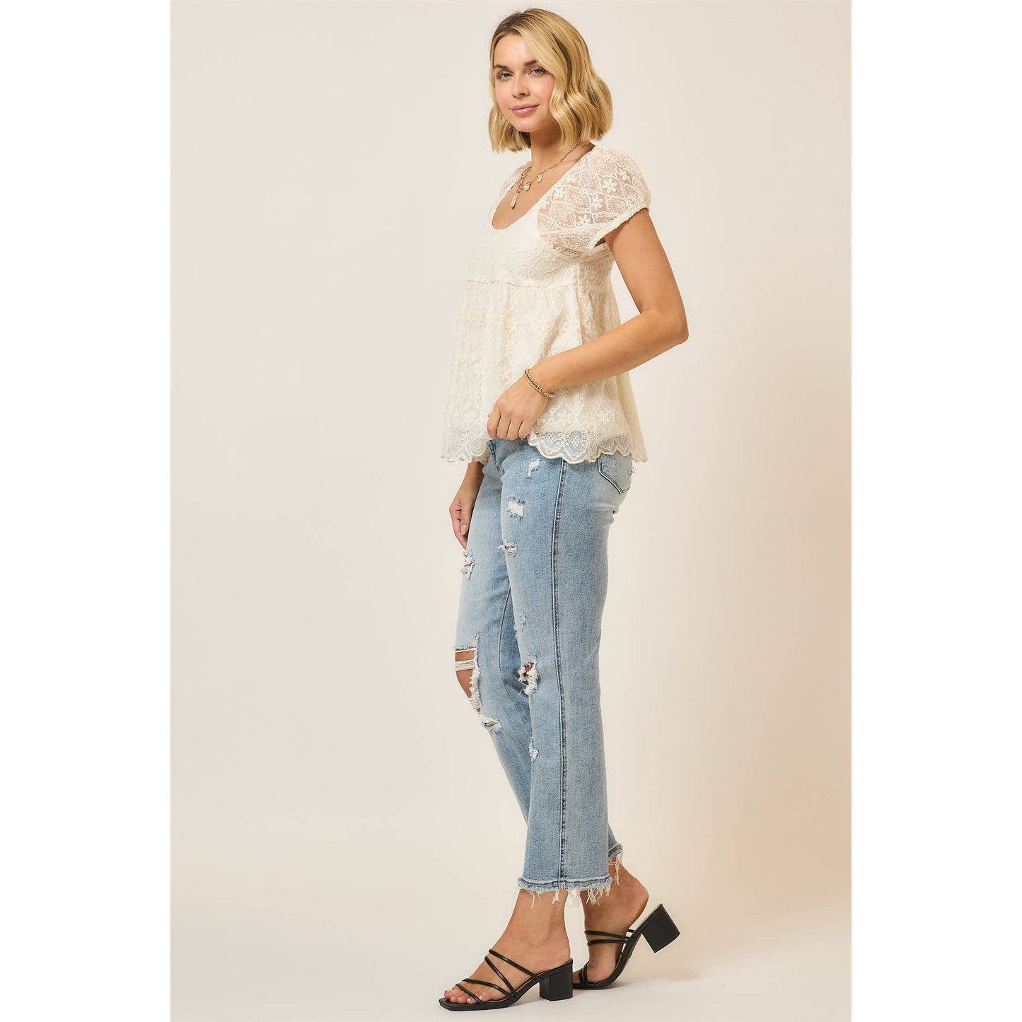Amara Romantic Lace Babydoll Top
