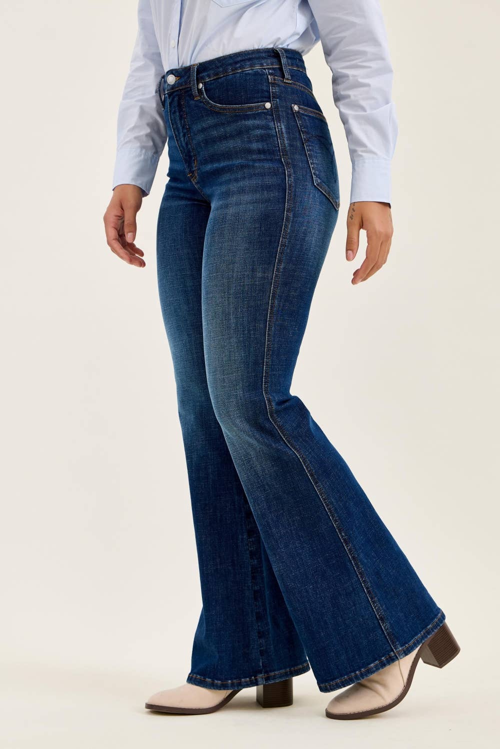 Judy Blue Charlotte Tummy Control Flare Jeans – Dark Indigo