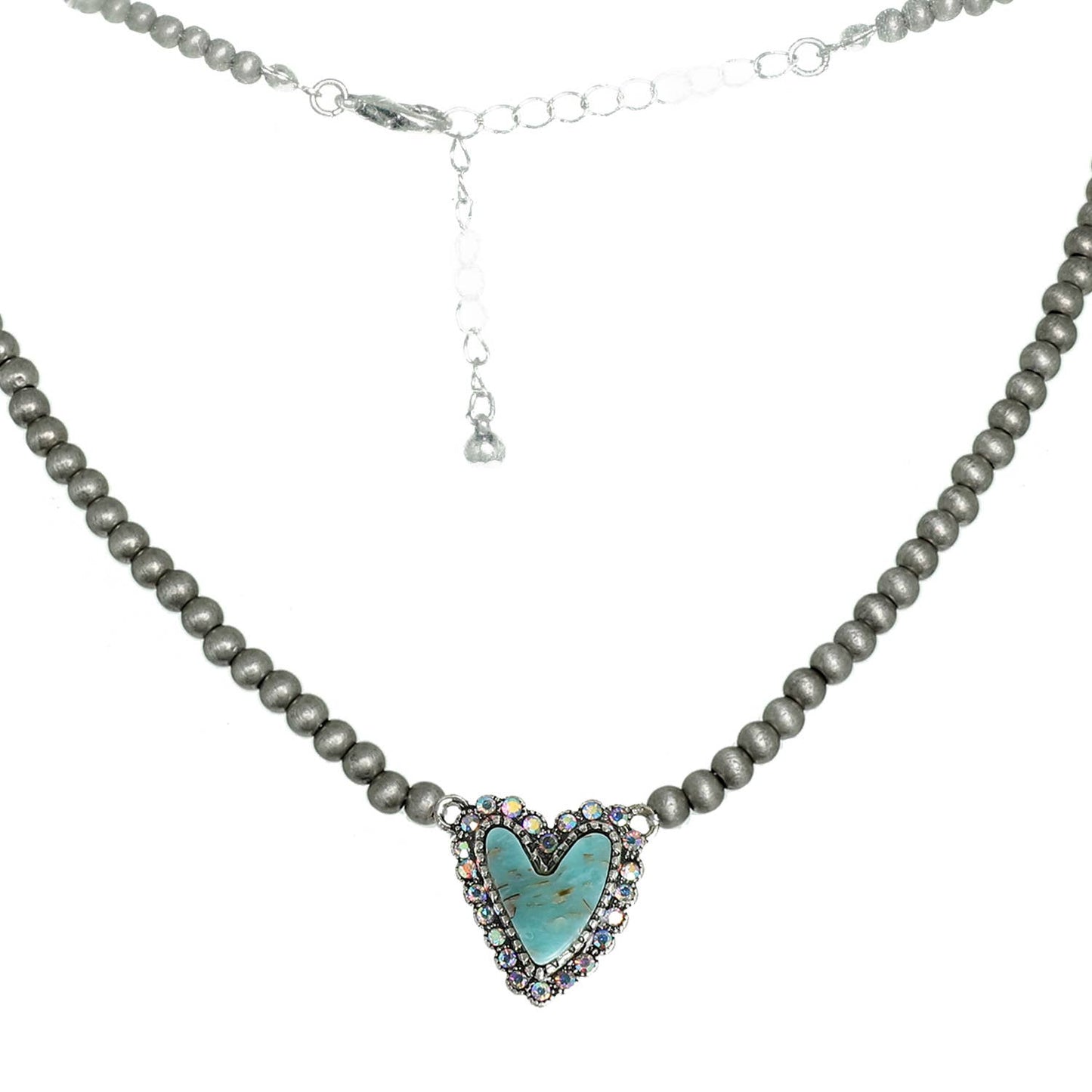 Turquoise Heart Charm Necklace – Western Style Dainty Pendant Necklace
