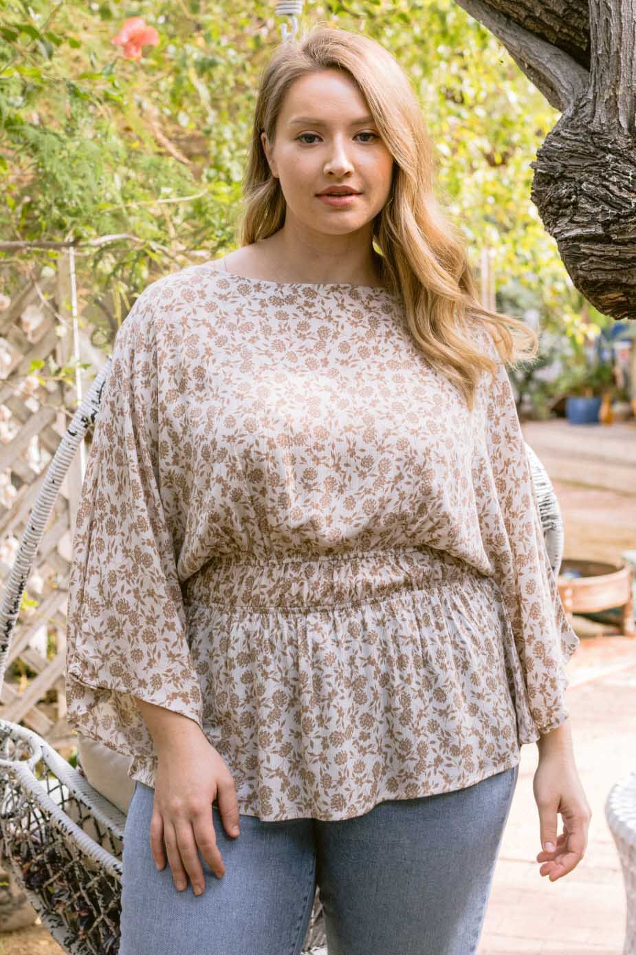 Soft Meadow Floral Peplum Blouse