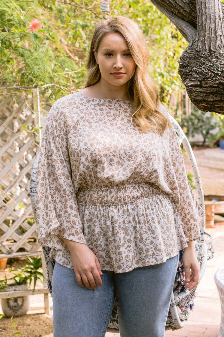 Soft Meadow Floral Peplum Blouse