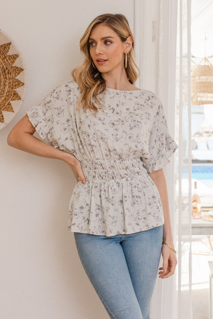 Whispering Blooms Smocked Waist Blouse