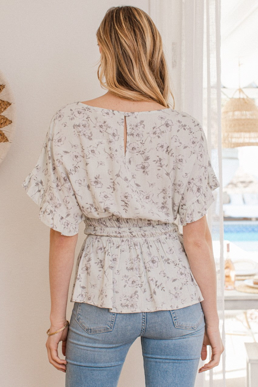 Whispering Blooms Smocked Waist Blouse