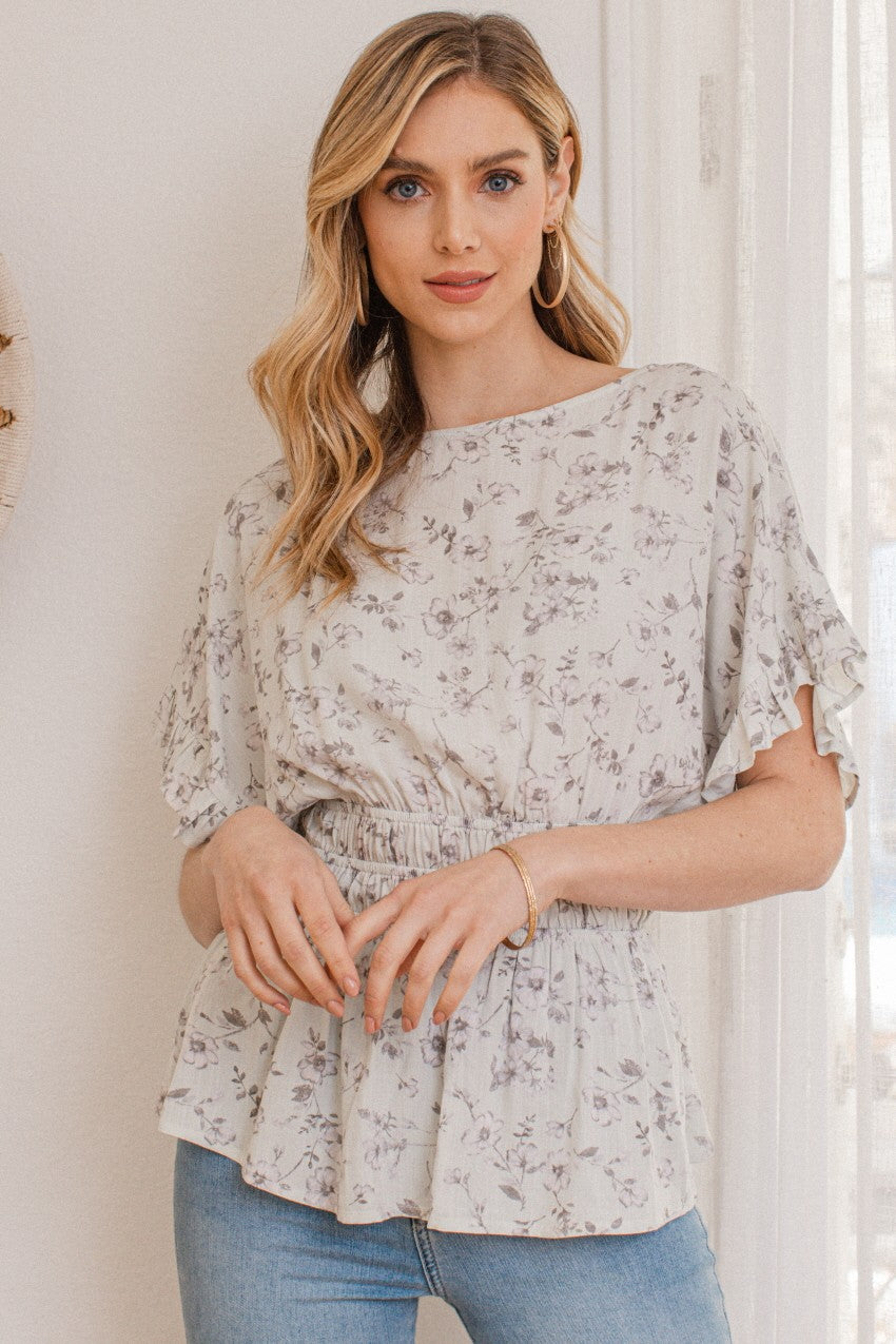 Whispering Blooms Smocked Waist Blouse