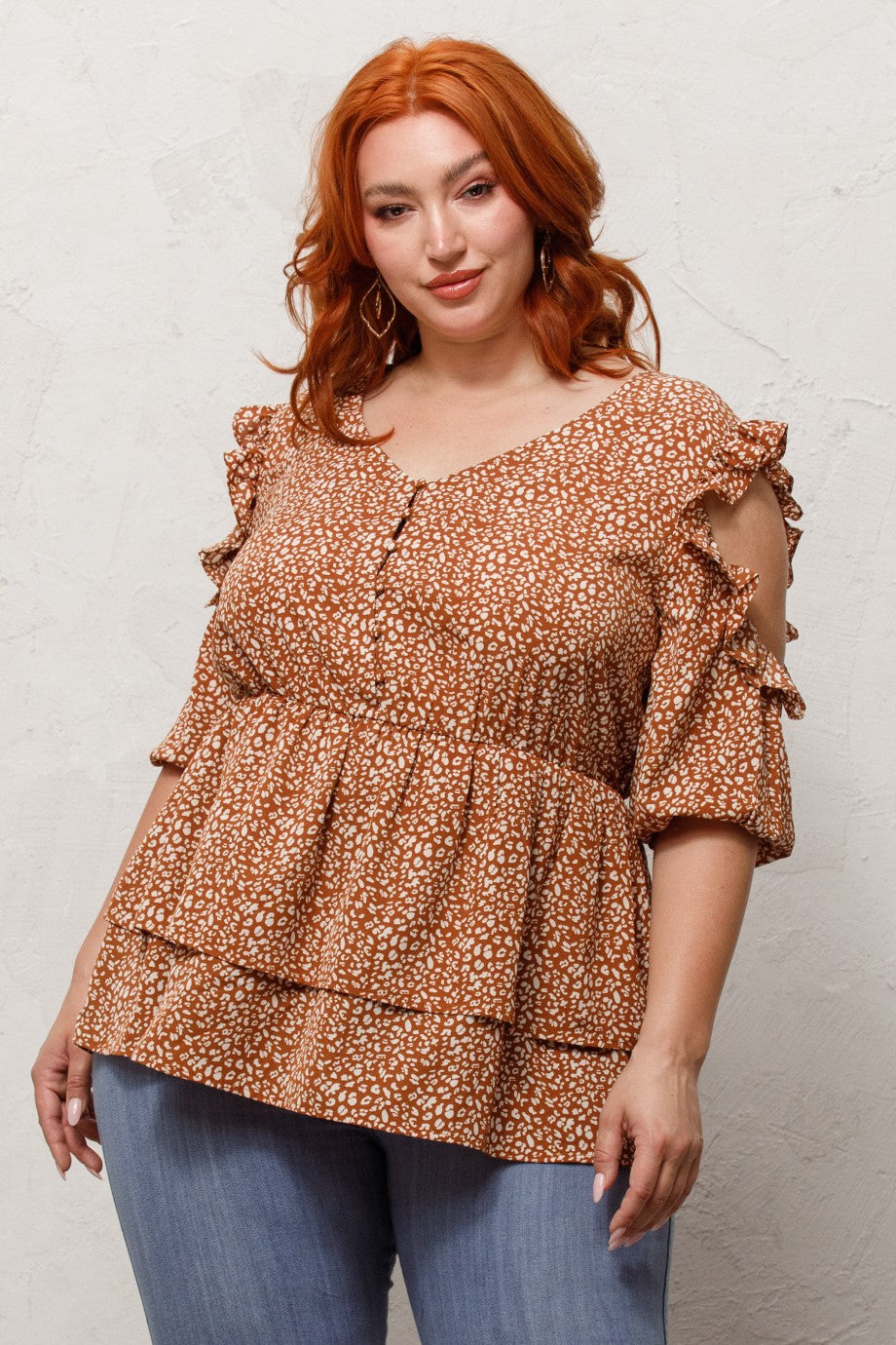 Free Spirit Ruffle Cold Shoulder Blouse