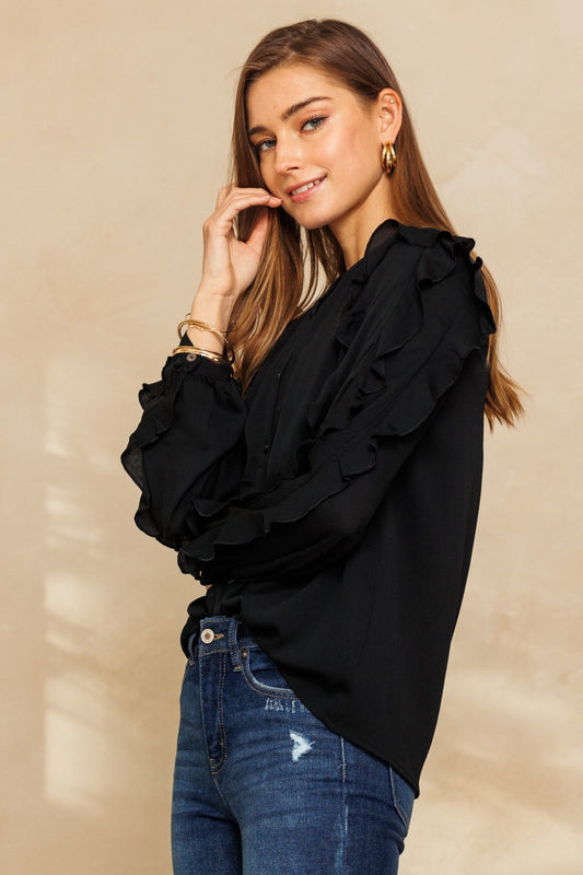 After Dark Ruffle Sleeve Blouse