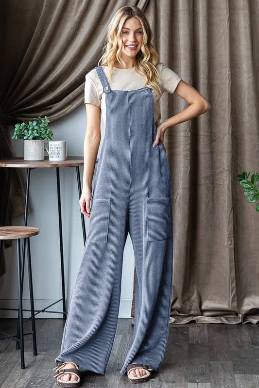 EP6810-10 SLEEVELESS SOLID URBAN RIBBED JUMPSUITS