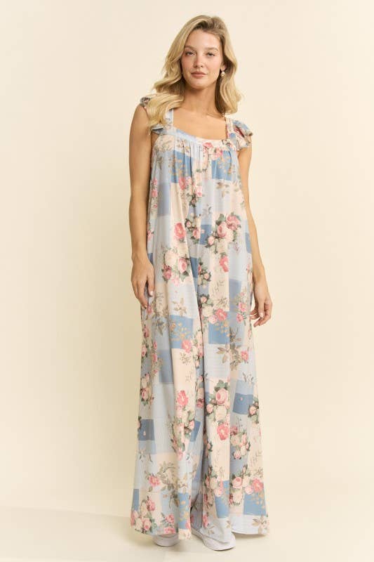 Vintage Garden Floral Wide Leg Jumpsuit