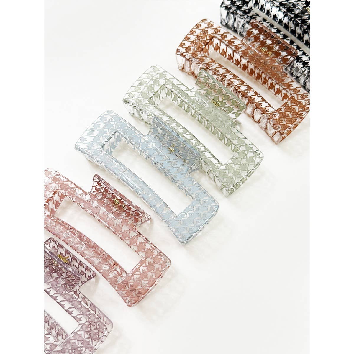 Houndstooth Rectangle Hair Claw Clip