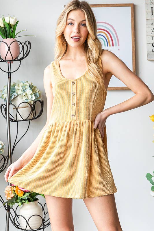 ET7590-10 SLEEVELESS SOLID URBAN RIBBED BABYDOLL TOP