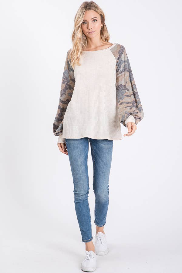Cozy Meets Camo Top