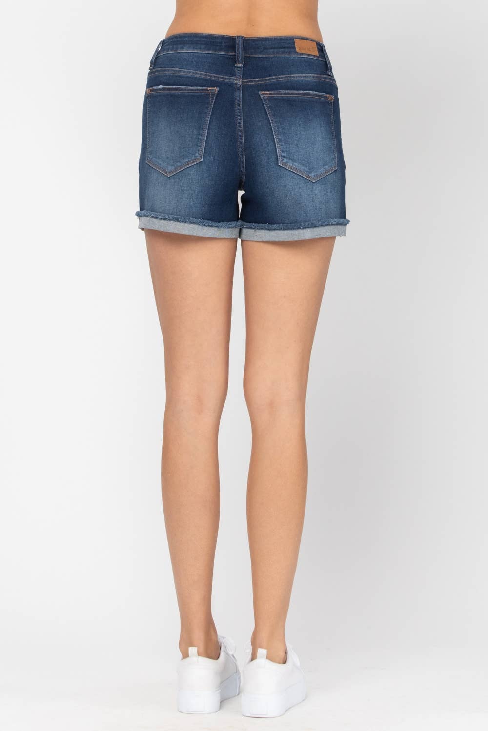 Judy Blue Mid-Rise Cuffed Denim Shorts – Dark Wash Women’s Jean Shorts