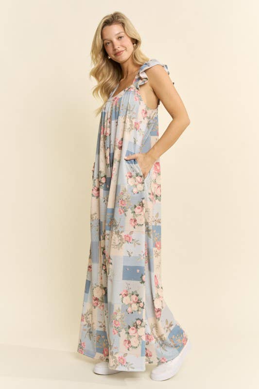 Vintage Garden Floral Wide Leg Jumpsuit