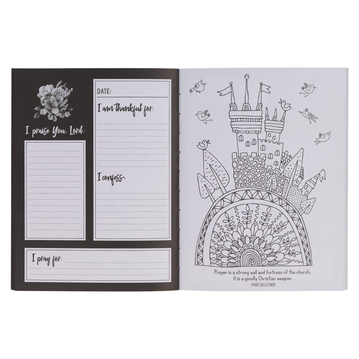Pray More Worry Less Coloring Prayer Journal – Christian Guided Coloring Journal