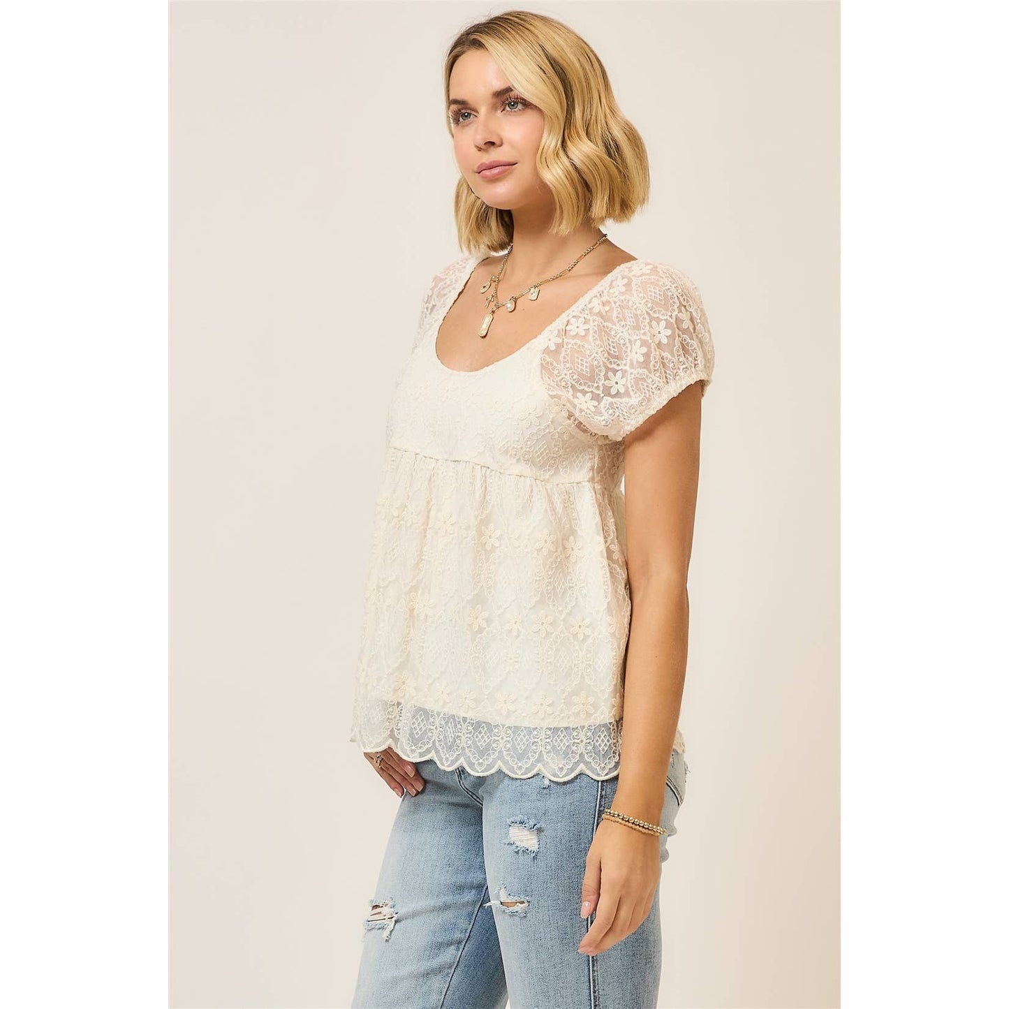 Amara Romantic Lace Babydoll Top