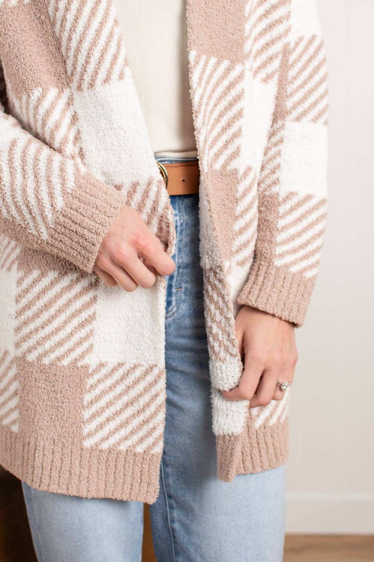Cozy Plaid Open-Front Cardigan
