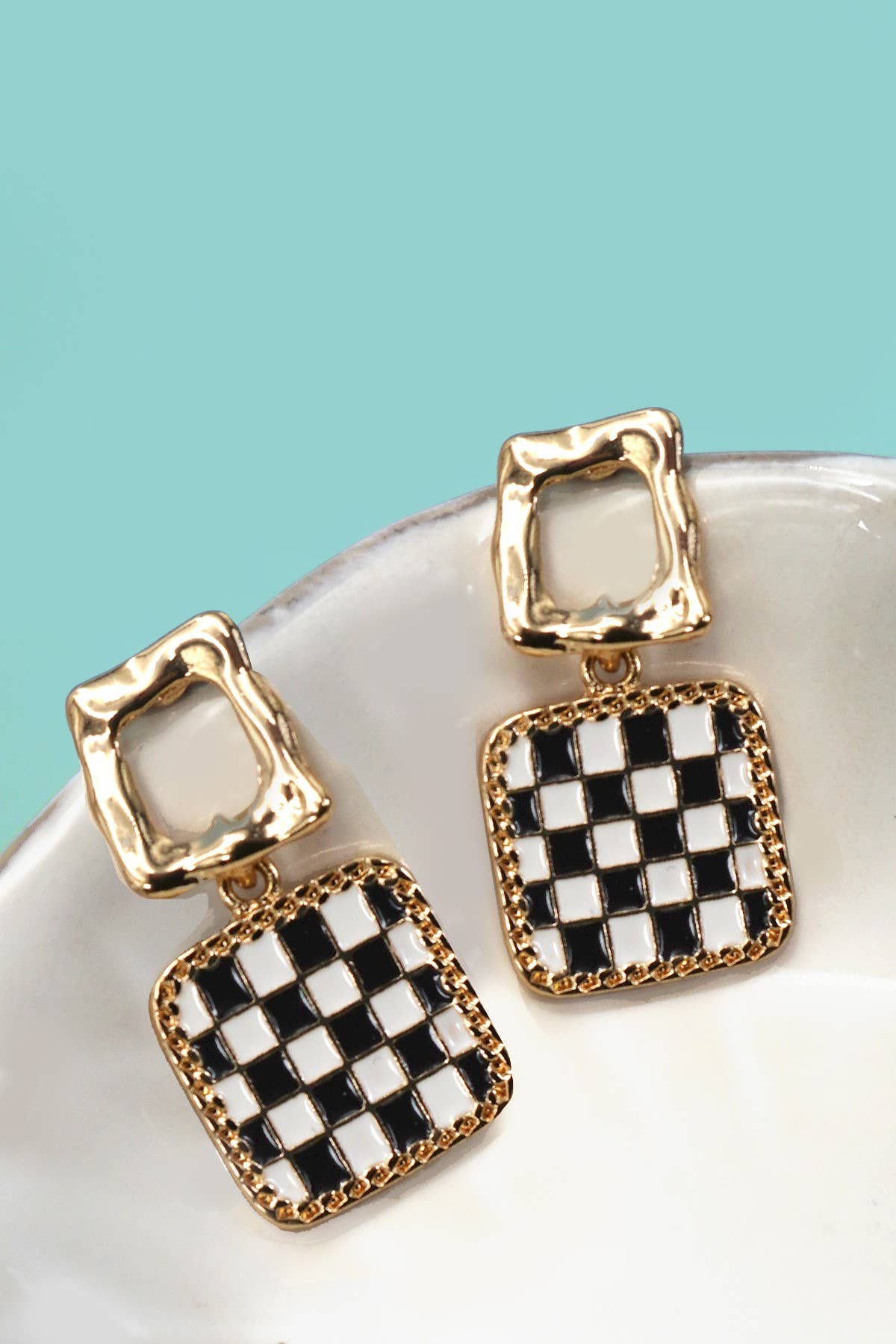 Checkmate Checkerboard Drop Earrings