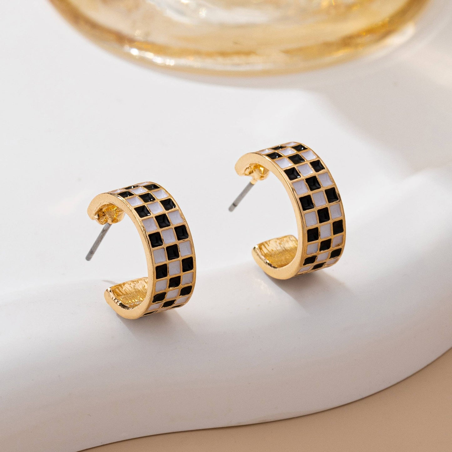 Checkerboard Mini Hoop Earrings