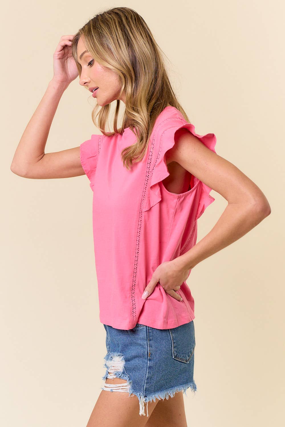 Blush & Bloom Ruffle Sleeve Top