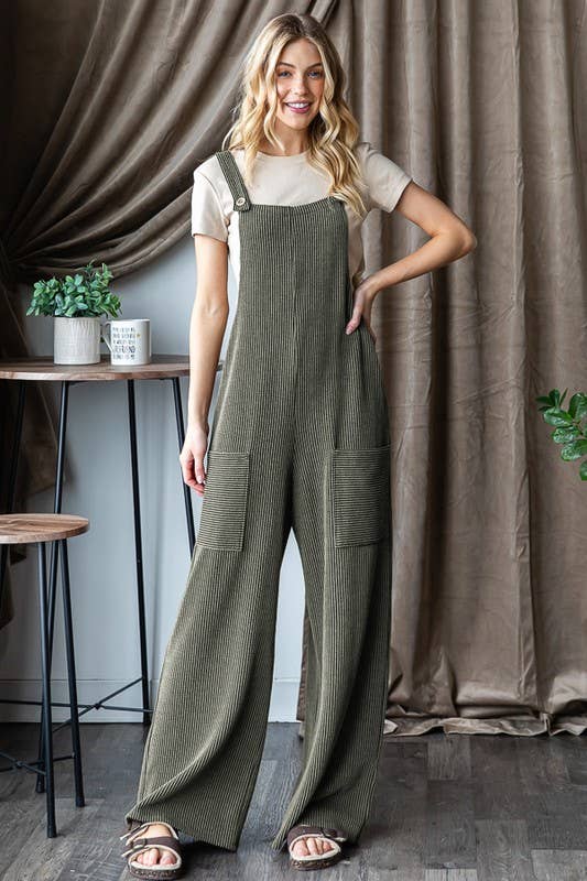EP6810-10 SLEEVELESS SOLID URBAN RIBBED JUMPSUITS