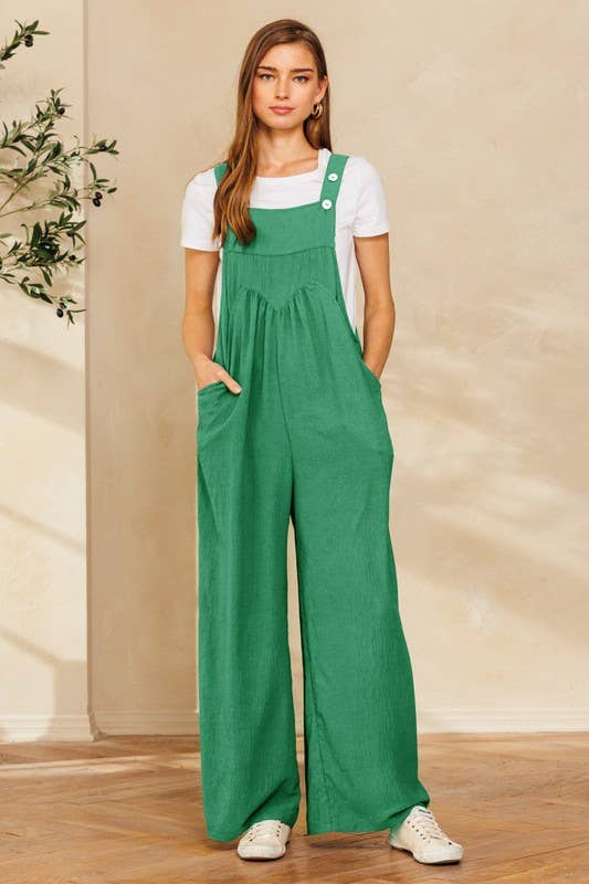 Solid Button Sling Jumpsuit