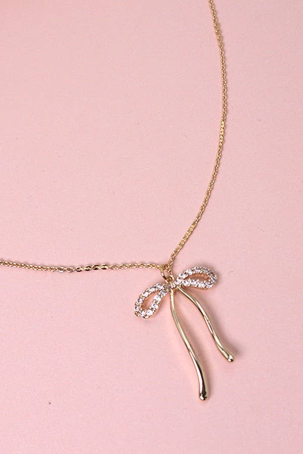 Dainty Rhinestone Bow Necklace