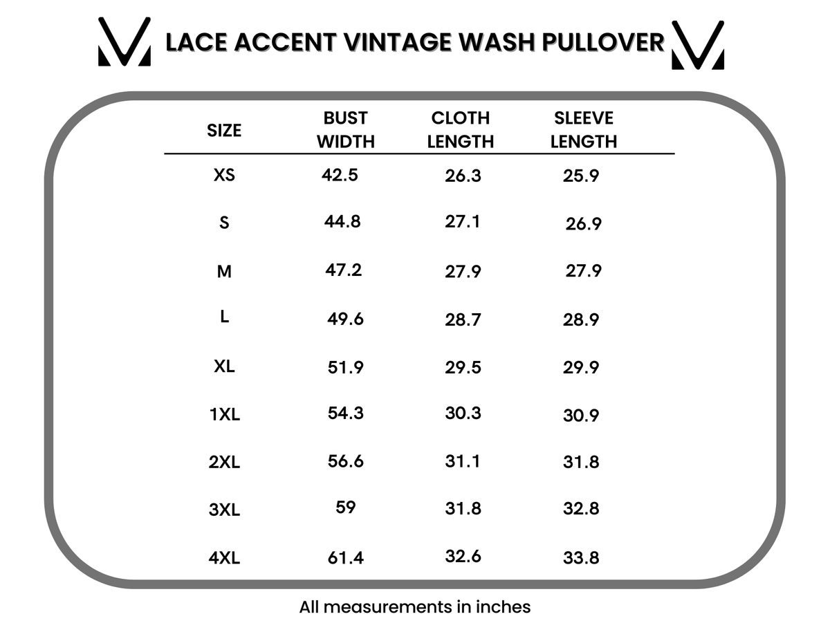 Vintage Lace Accent Washed Pullover – Mocha Brown