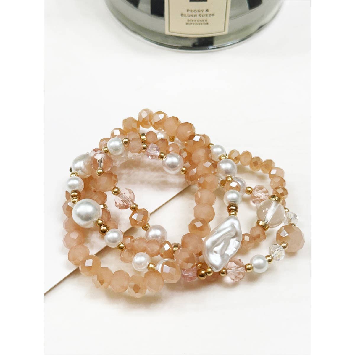 Blush & Pearl Beaded Bracelet Stack