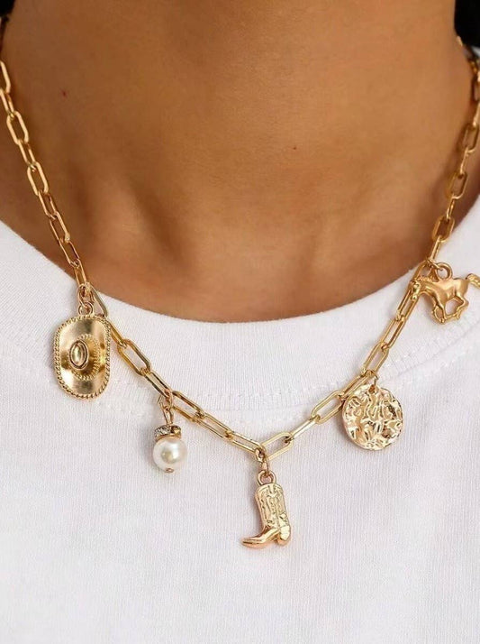 Western Charm Necklace – Boot, Star, Hat & Horseshoe